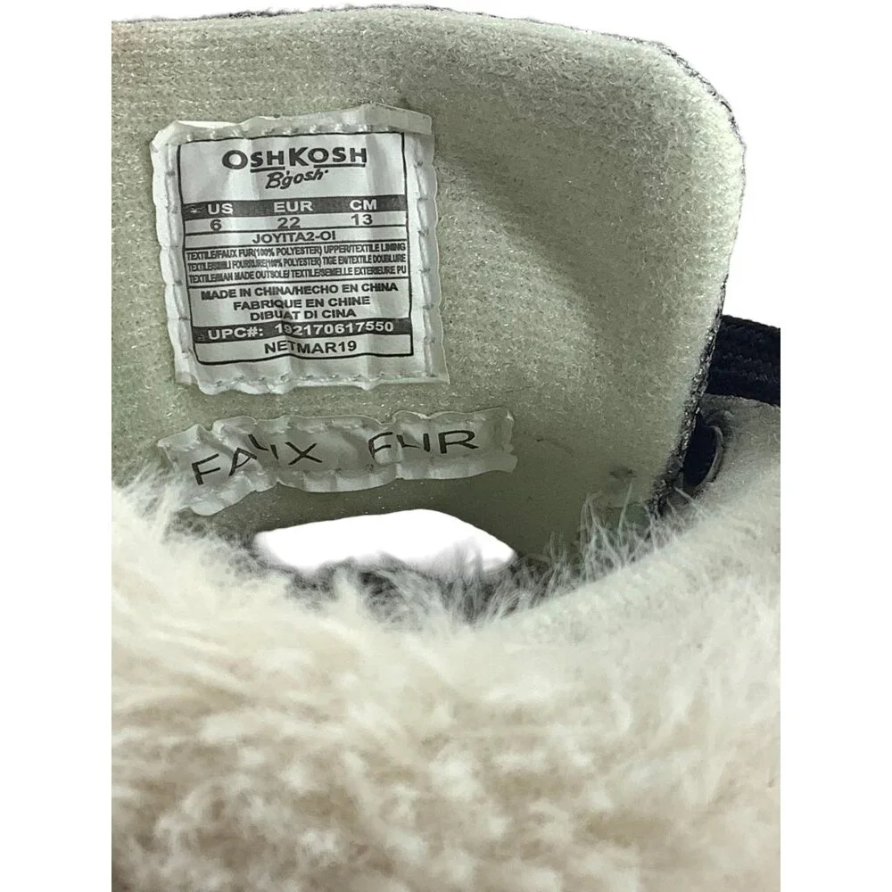 OshKosh B'Gosh Faux Fur Lined‎ Joyita Fashion Boots Toddler Girl 6 Silver White